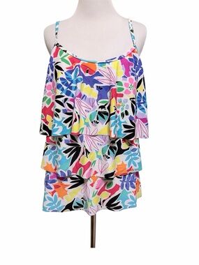 Caribbean Joe tropical tankini top size 14